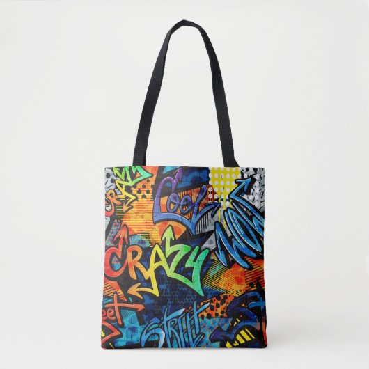 Graffiti Bricks: Urban Abstract Tote Bag (Voorkant)