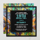 Graffiti Brieven Verjaardag Uitnodiging (Voorkant / Achterkant)