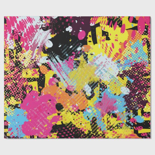 Graffiti bright psychedelic seamless pattern illus cadeaupapier (Vlak)