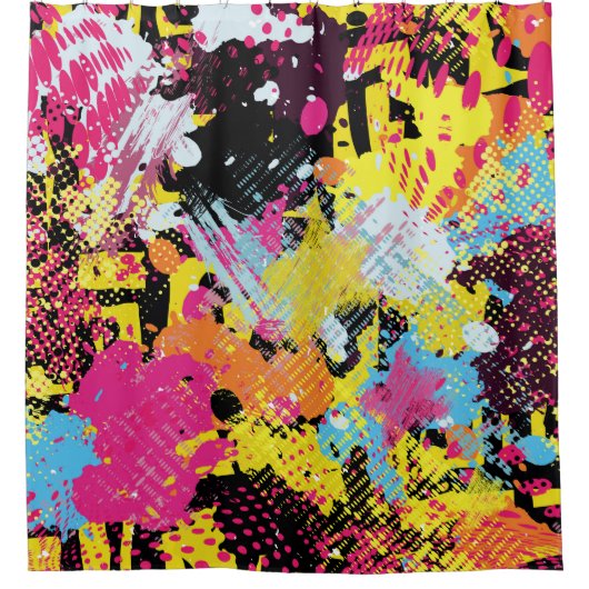 Graffiti bright psychedelic seamless pattern illus douchegordijn (Voorkant)