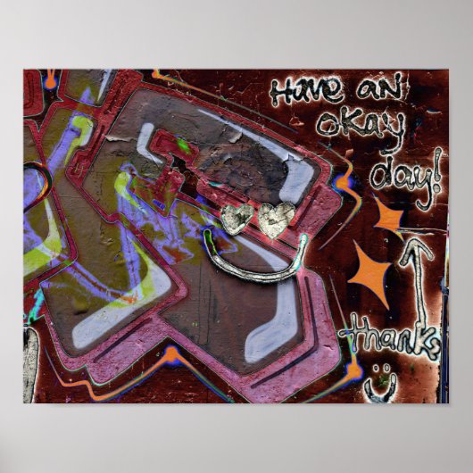 Graffiti Bruin Roze Urban Grunge Street Art Poster (Voorkant)