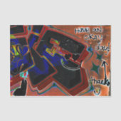 Graffiti Bruin zwart schilderde urbane strandwandk Tissuepapier (Voorkant)