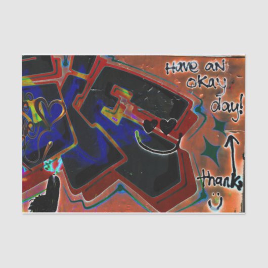 Graffiti Bruin zwart schilderde urbane strandwandk Tissuepapier (Voorkant)