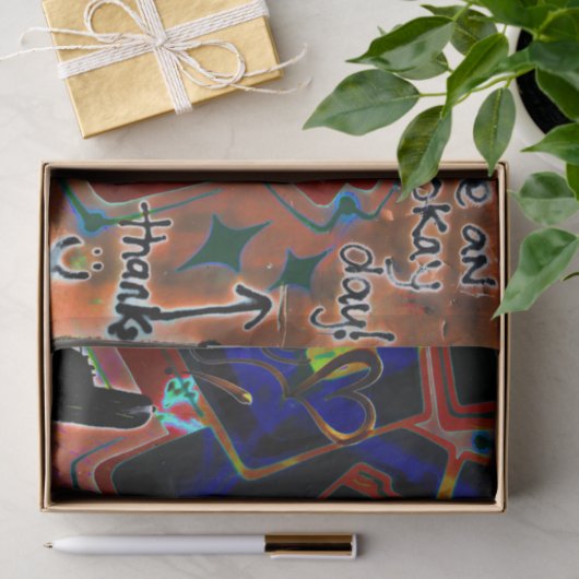 Graffiti Bruin zwart schilderde urbane strandwandk Tissuepapier (Geschenk)