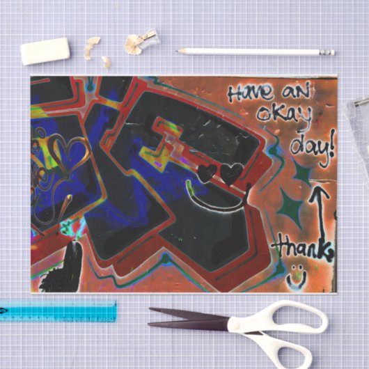 Graffiti Bruin zwart schilderde urbane strandwandk Tissuepapier (Craft)