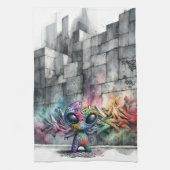 Graffiti buitenaardse keukenhanddoek (Verticaal)