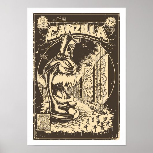 Graffiti - CANZILLA - Retro SciFi Monster Comic Poster (Voorkant)