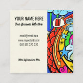 Graffiti Cartoon Rainbow Weather Planet Doodle Vierkante Visitekaartje (Achterkant)