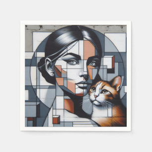 Graffiti Cat Lady Servet