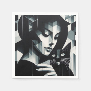 Graffiti Cat Lady Servet
