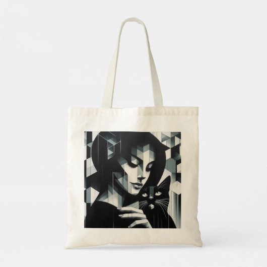 Graffiti Cat Lady Tote Bag (Achterkant)