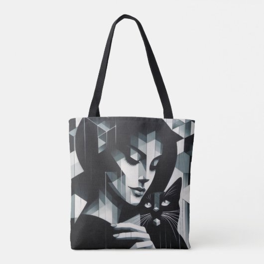 Graffiti Cat Lady Tote Bag (Achterkant)