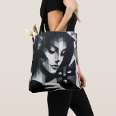 Graffiti Cat Lady Tote Bag (Dichtbij)