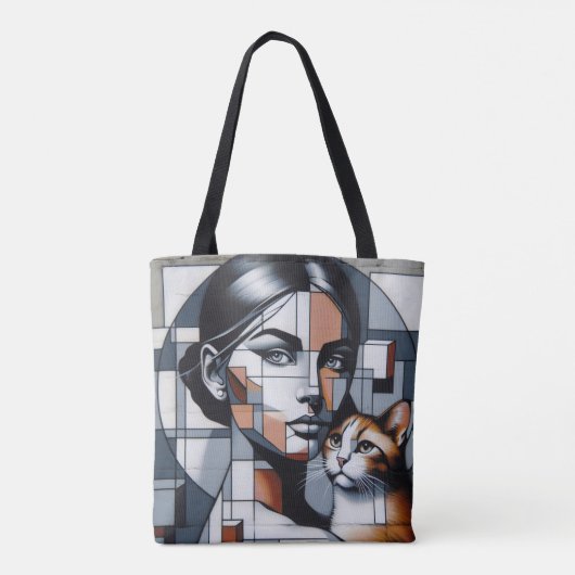 Graffiti Cat Lady Tote Bag (Achterkant)