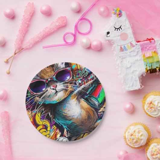 Graffiti Cat: Spray geschilderd kattenpapier bord (Feest)