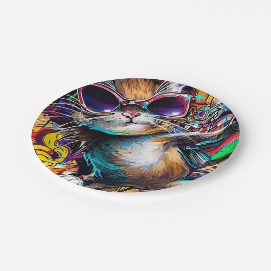 Graffiti Cat: Spray geschilderd kattenpapier bord (Gekanteld)