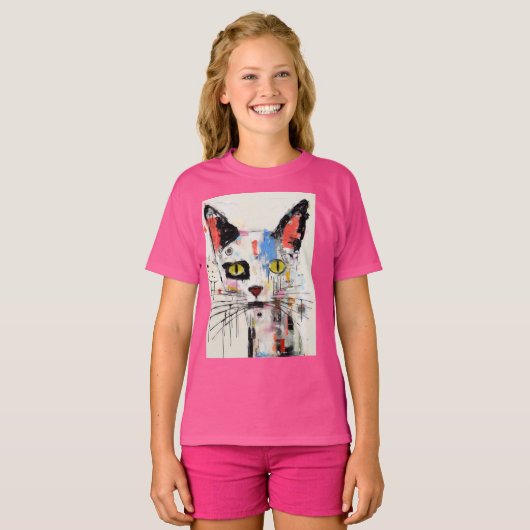 Graffiti Cat Urban Cool Feline T-shirt (Voorkant volledig)