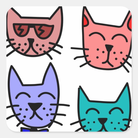 Graffiti Cats Vierkante Sticker (Voorkant)