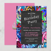 Graffiti chalkboard prinses kaart (Voorkant / Achterkant)