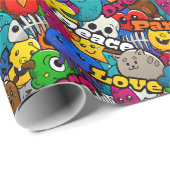 Graffiti Characters Party Love Cadeaupapier (Rol Hoek)