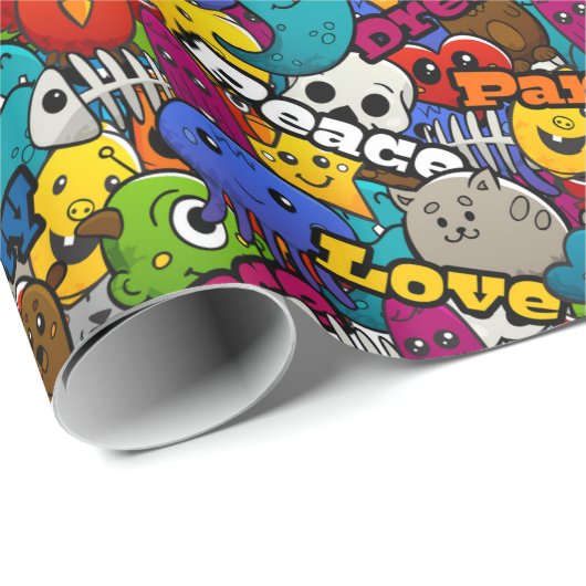 Graffiti Characters Party Love Cadeaupapier (Rol Hoek)