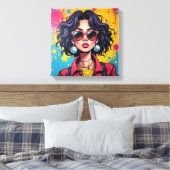 Graffiti Chic Girl Canvas Muurkunst voor Slaapzaal (Insitu (Slaapkamer))