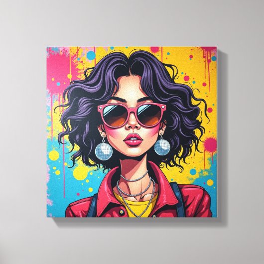 Graffiti Chic Girl Canvas Muurkunst voor Slaapzaal (Voorkant)