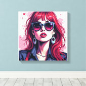 Graffiti Chic Girl Canvas Muurkunst voor Slaapzaal (Insitu (Houten vloer))
