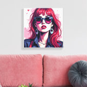 Graffiti Chic Girl Canvas Muurkunst voor Slaapzaal (Insitu (Woonkamer))