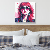 Graffiti Chic Girl Canvas Muurkunst voor Slaapzaal (Insitu (Slaapkamer))