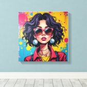 Graffiti Chic Girl Canvas Muurkunst voor Slaapzaal Afdruk (Insitu (Houten vloer))
