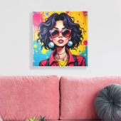 Graffiti Chic Girl Canvas Muurkunst voor Slaapzaal Afdruk (Insitu (Woonkamer))
