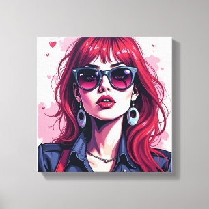 Graffiti Chic Girl Canvas Muurkunst voor Slaapzaal Afdruk