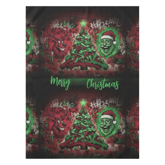 Graffiti Christmas Cotton Tablecloth 52x70 Tafelkleed (Voorkant)