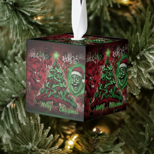 Graffiti Christmas Cube Ornament (Boom)