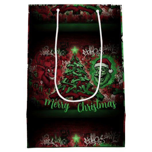 Graffiti Christmas Gift Bag Medium Medium Cadeauzakje (Achterkant)