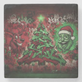 Graffiti Christmas Marble Coaster Stenen Onderzetter (Voorkant)
