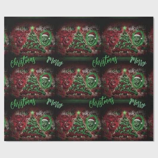 Graffiti Christmas Matte Wrapping Paper Cadeaupapier (Vlak)