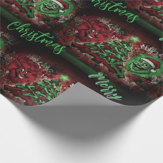 Graffiti Christmas Matte Wrapping Paper Cadeaupapier (Hoek)
