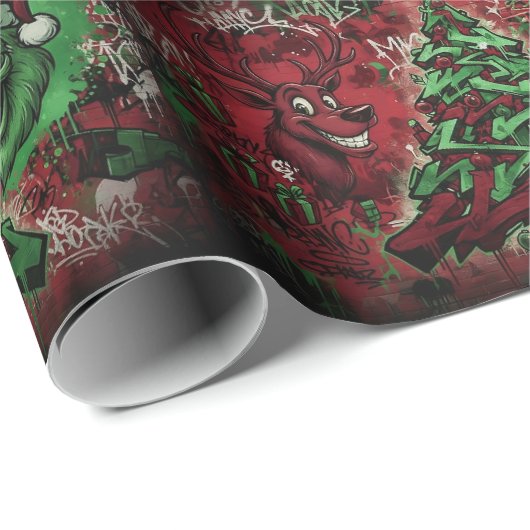 Graffiti Christmas Matte Wrapping Paper Cadeaupapier (Rol Hoek)
