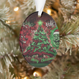 Graffiti Christmas Oval Acrylic Ornament