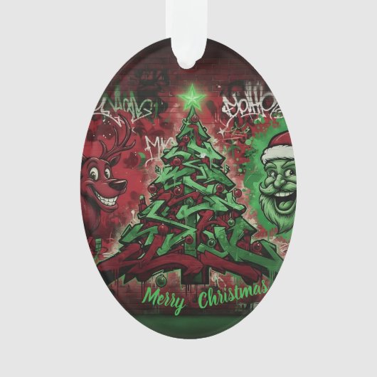 Graffiti Christmas Oval Acrylic Ornament (voorkant)