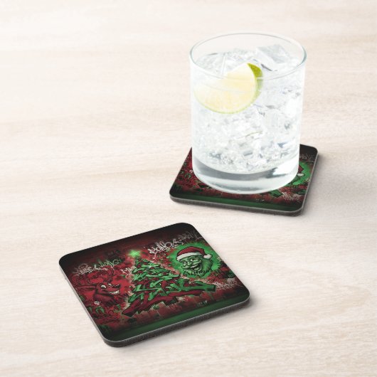 Graffiti Christmas Plastic Coasters Set 6 Bier Onderzetter (Rechterzijde)