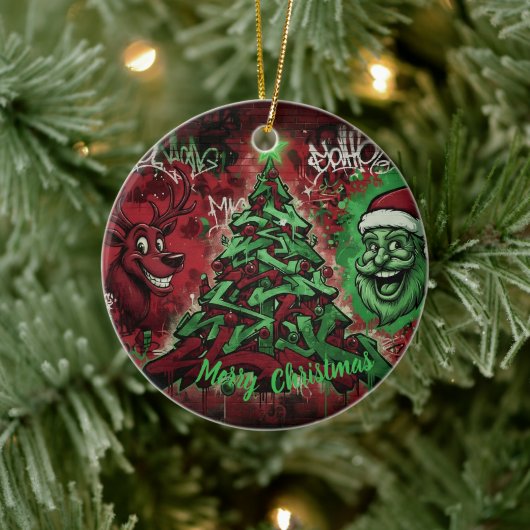 Graffiti Christmas Round Ornament (Boom)