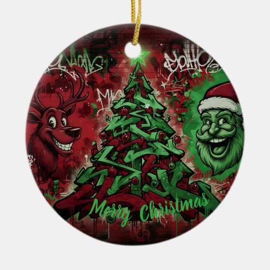 Graffiti Christmas Round Ornament (Voorkant)