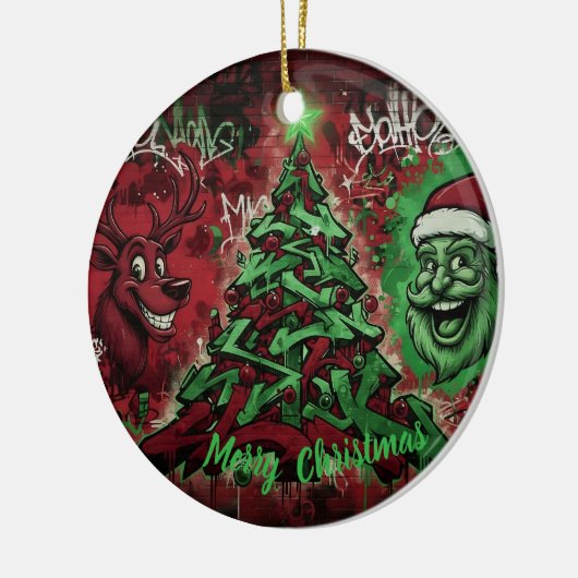 Graffiti Christmas Round Ornament (Links)