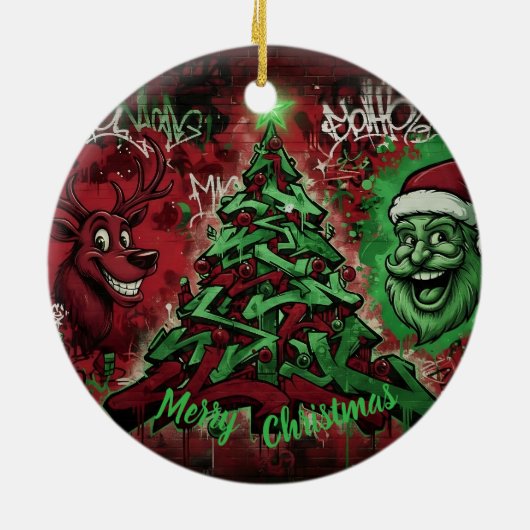 Graffiti Christmas Round Ornament (Achterkant)