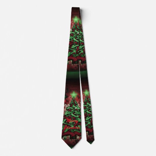 Graffiti Christmas Silk-Feel Tie Stropdas (Voorkant)