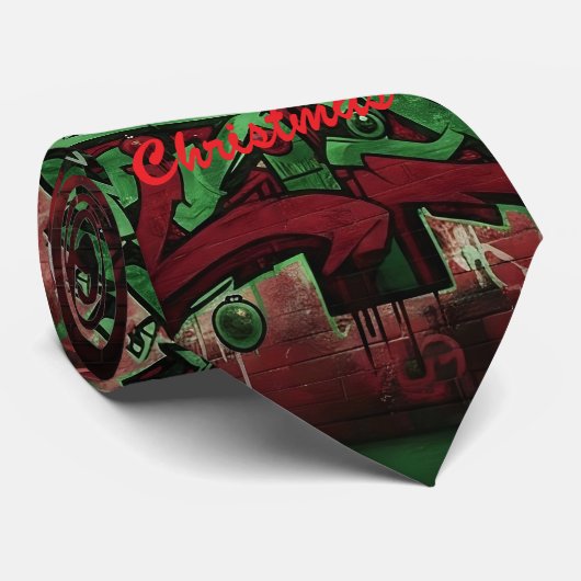 Graffiti Christmas Silk-Feel Tie Stropdas (Opgerold)