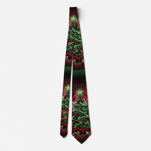 Graffiti Christmas Silk-Feel Tie Stropdas (Achterkant)